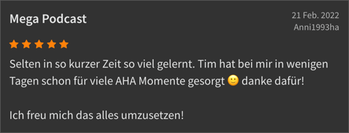 100% Empfehlung — testimonial